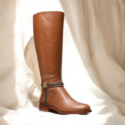 Mindy Leather and Signature Logo Trim Boot 8 Wide
