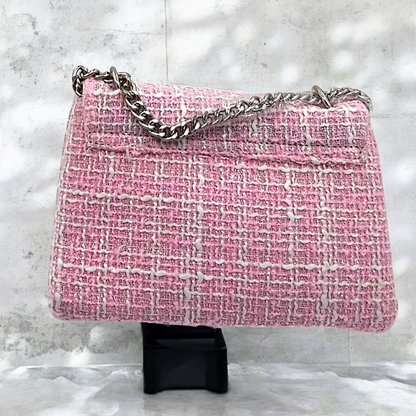 Chic Tweed Shoulder Bag with Chain Strap