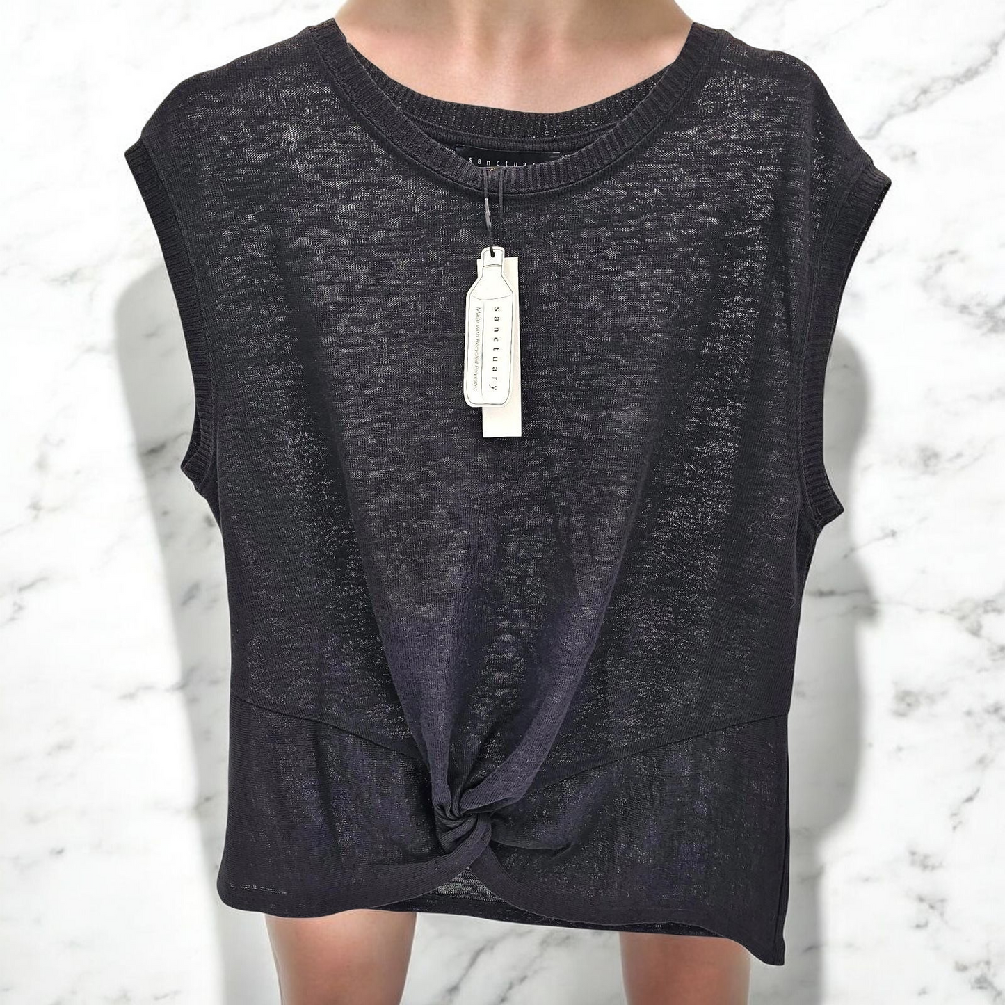 Chic Sleeveless T-shirt with Twist Knot Detail