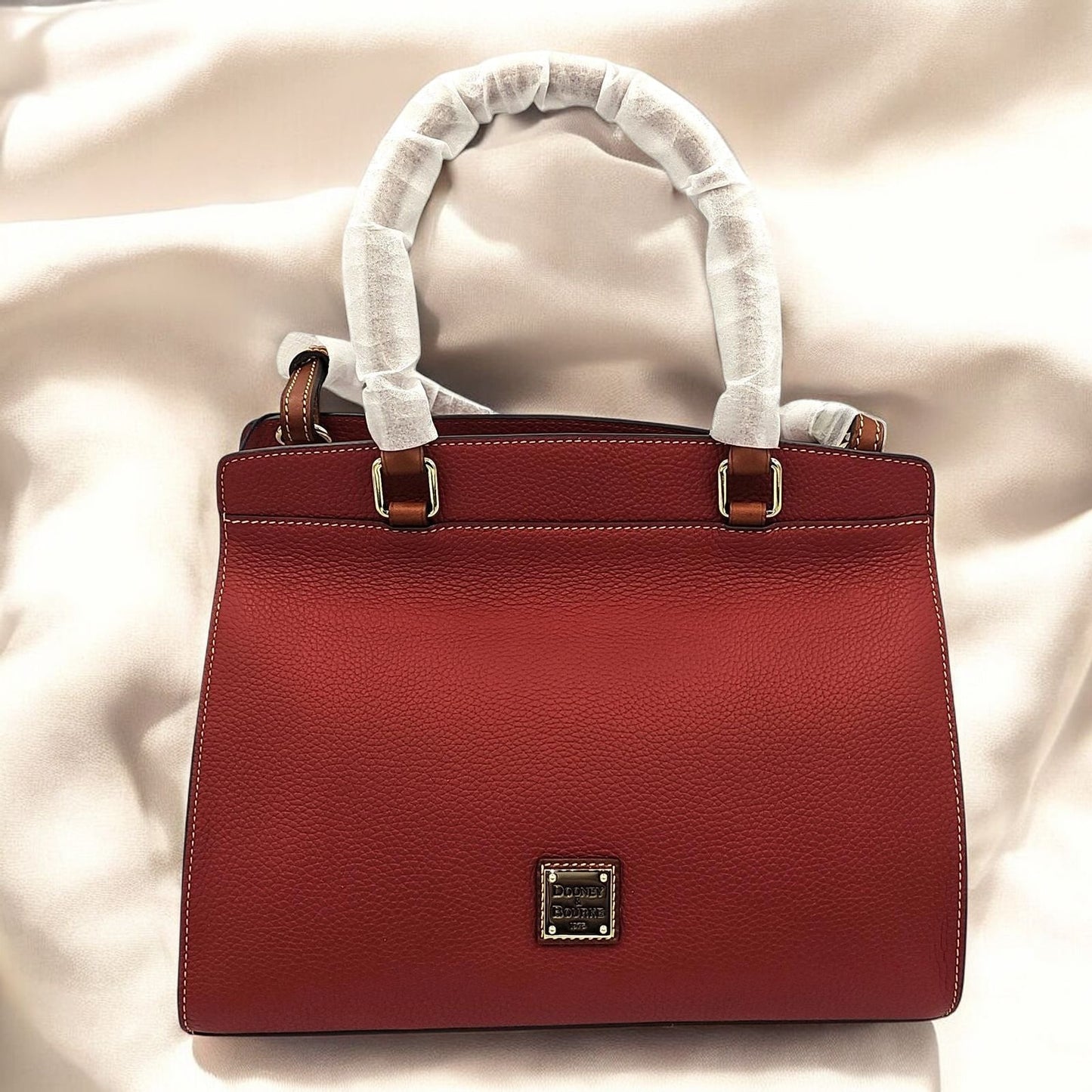 Pebble Grain Leather Satchel - Rust Beauty