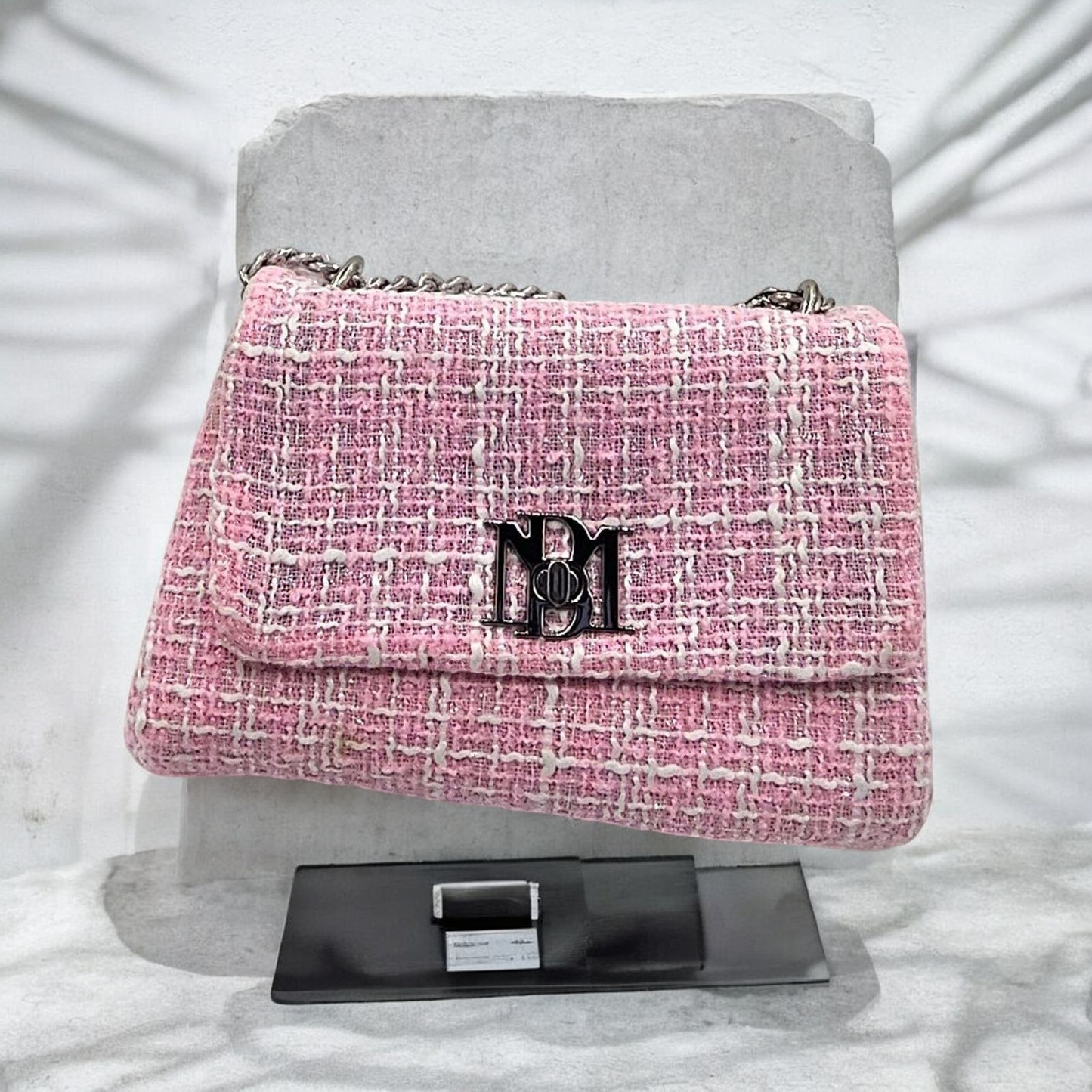 Elegant Tweed Shoulder Handbag with Chain Strap