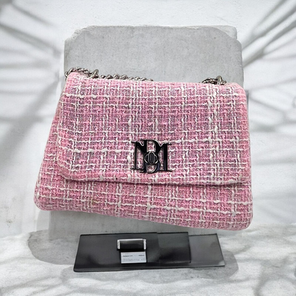 Elegant Tweed Shoulder Handbag with Chain Strap