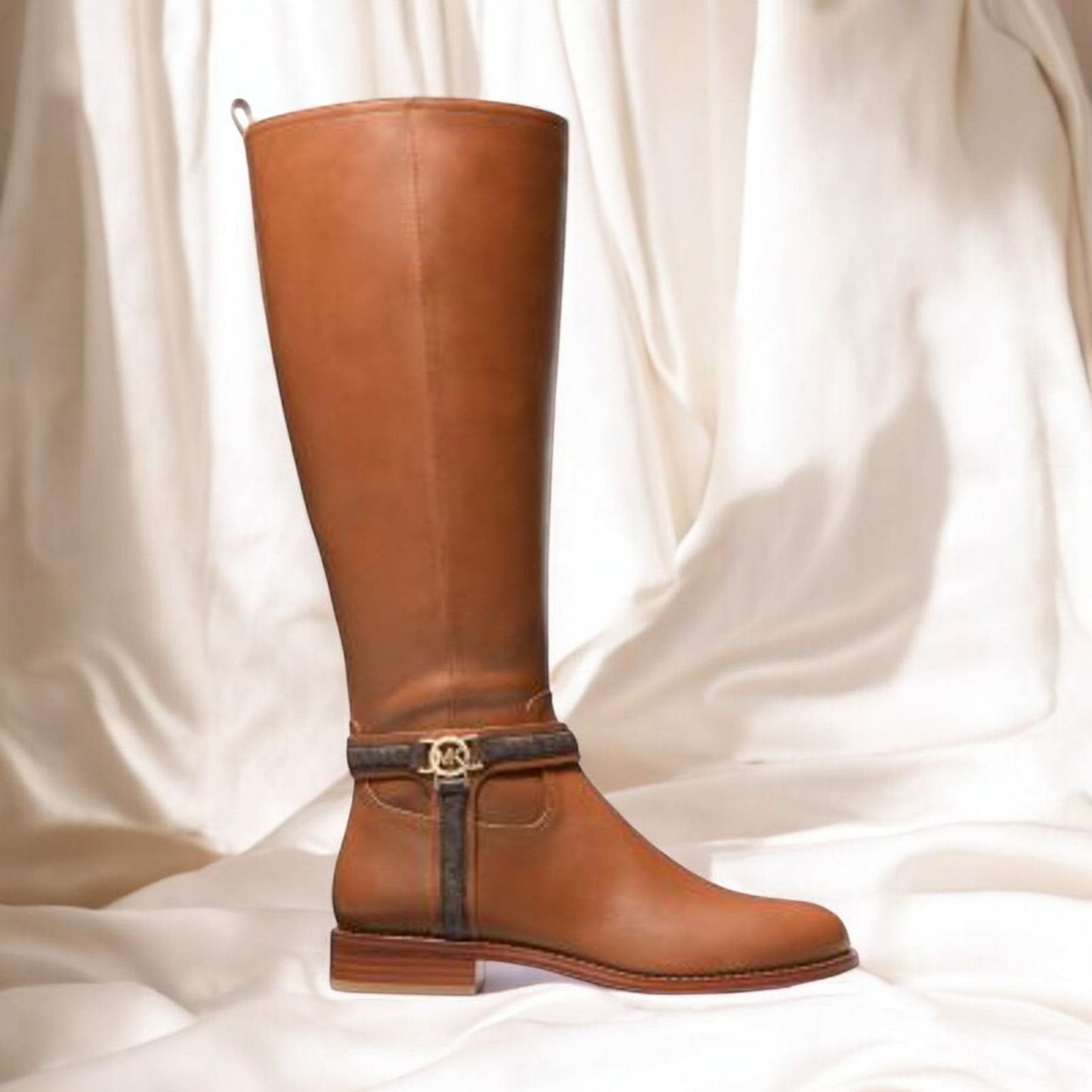 Mindy Leather and Signature Logo Trim Boot 8 Wide