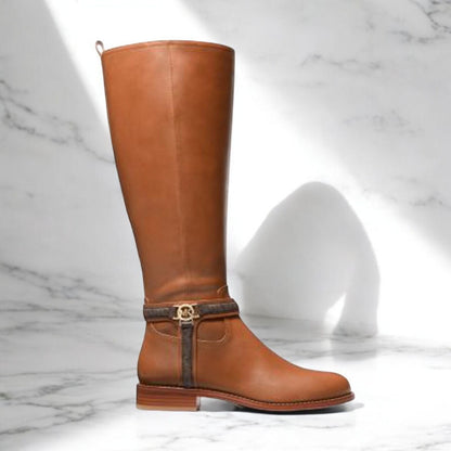 Mindy Leather and Signature Logo Trim Boot