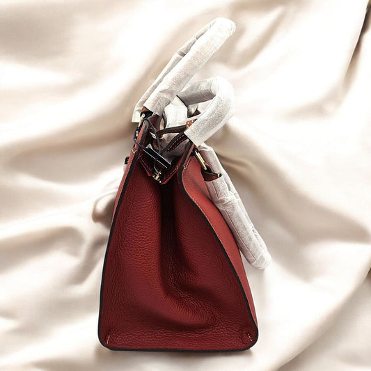 Pebble Grain Leather Satchel - Rust Beauty