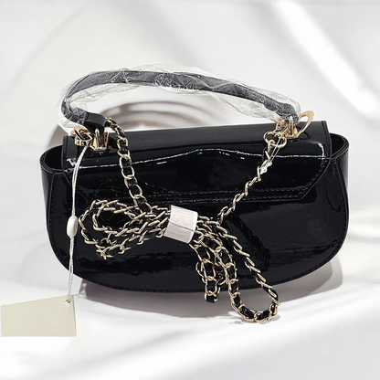 Glossy Valentino Orlandi Mini Bag with Chic Gold Chain