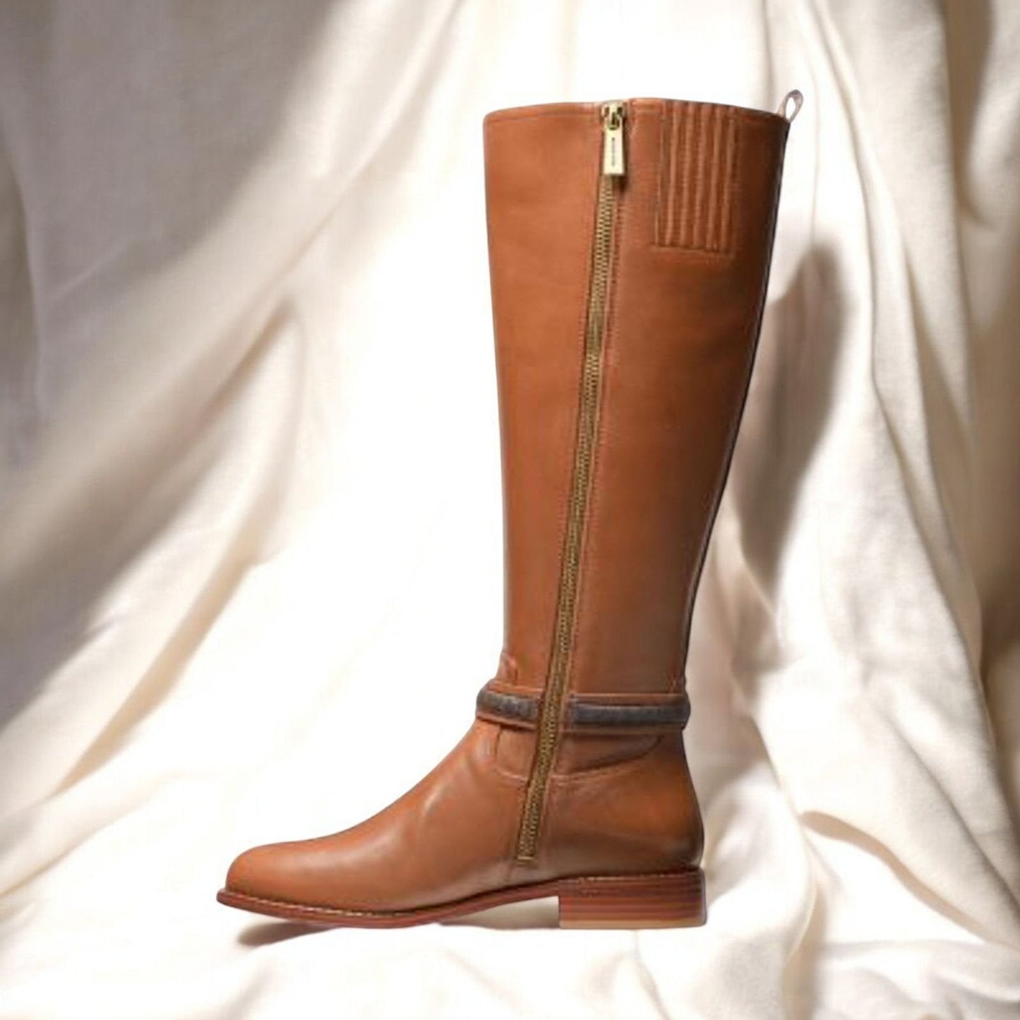 Mindy Leather and Signature Logo Trim Boot 8 Wide