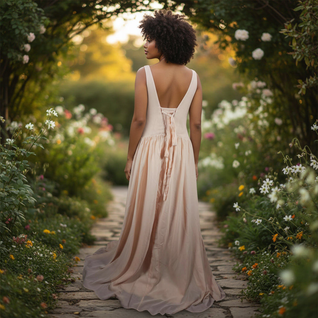 Blushing Belle Maxi Dress: Elegance with a Twist