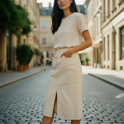 Denim Ankle Length Skirt