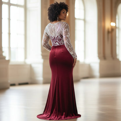 Burgundy Glamour: The Showstopper Evening Dress