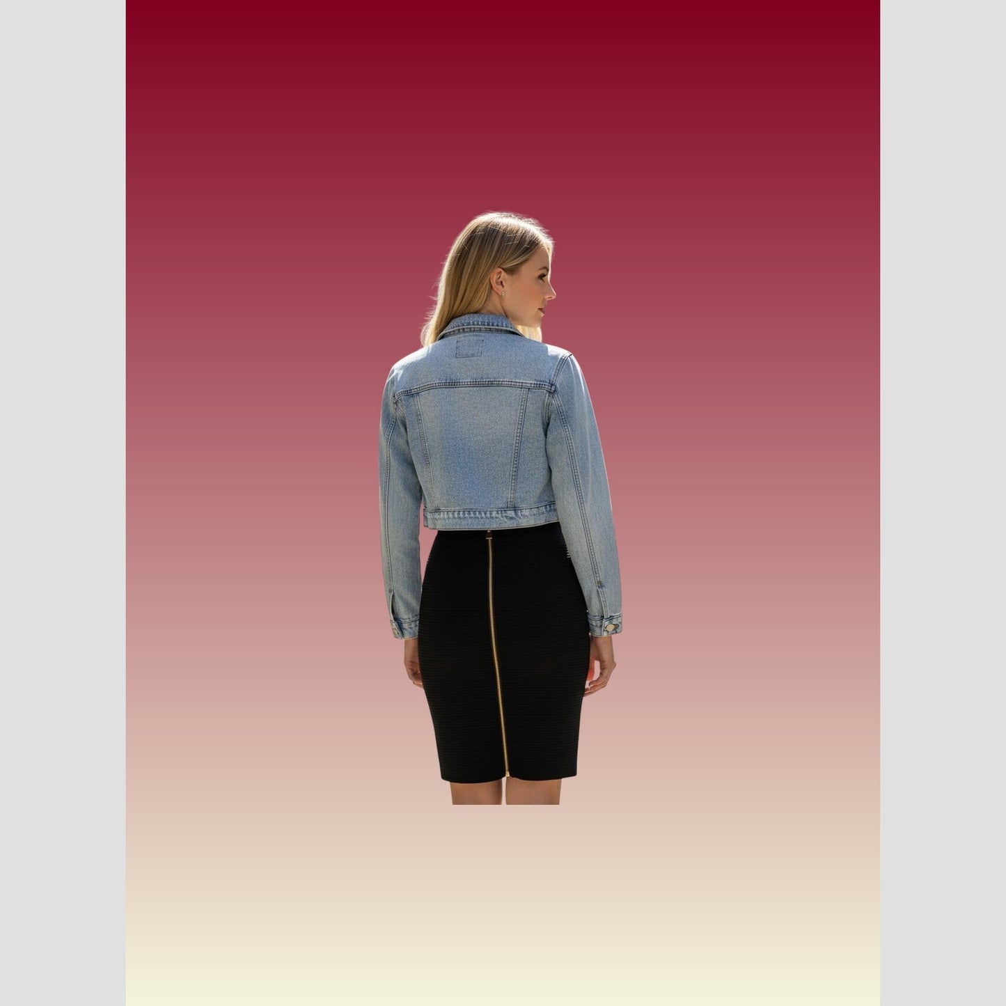 Retro-Cool Cropped Denim Jacket with Heart Elbow Patches