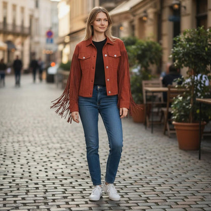 Fringe-tastic Suede Jacket - Yeehaw Your Outerwear!