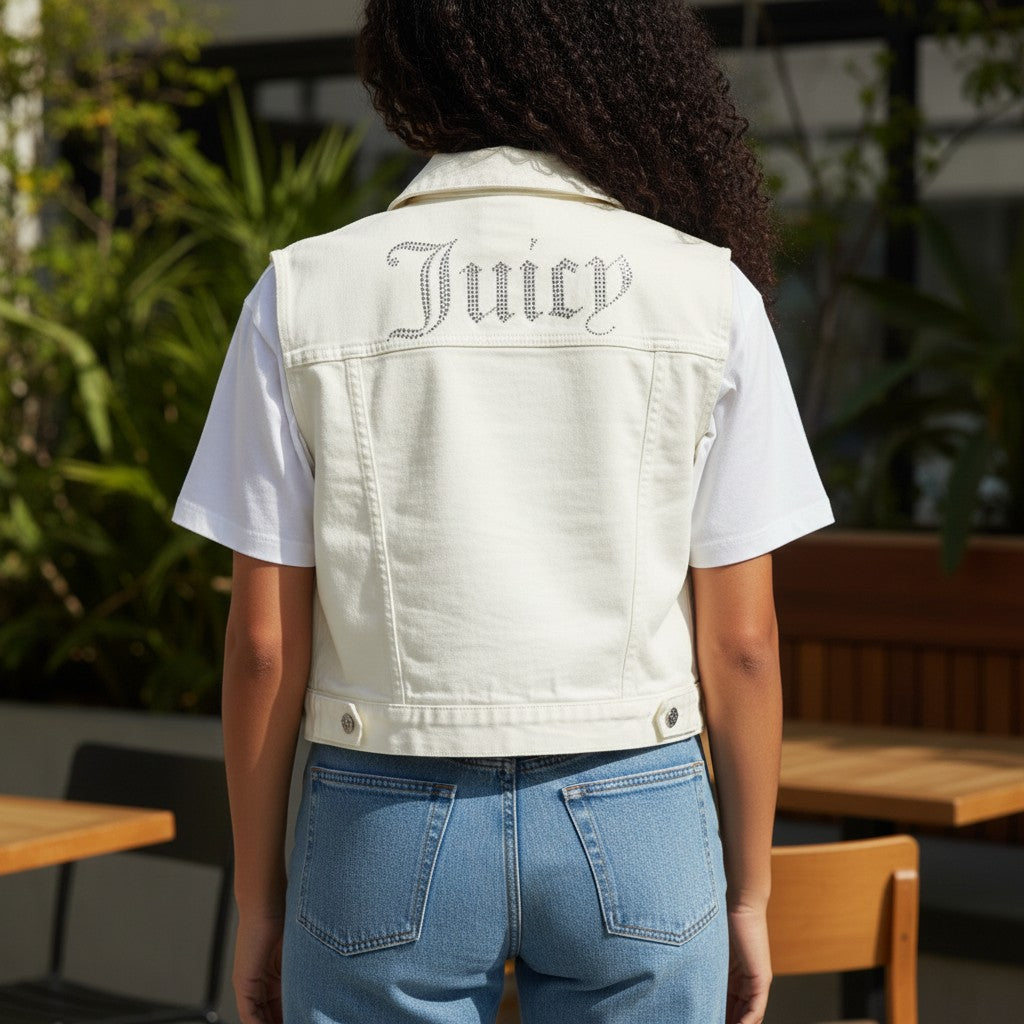 White Denim Sleeveless Jacket - Crop It Like It's Hot!
