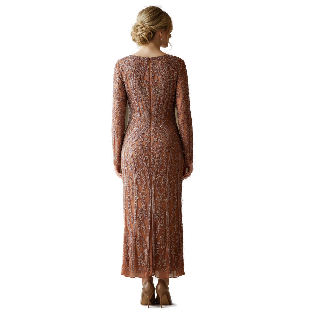 Show-Stopping Copper Embroidered Gala Dress
