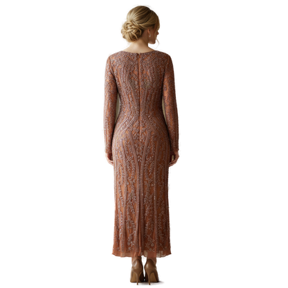 Show-Stopping Copper Embroidered Gala Dress
