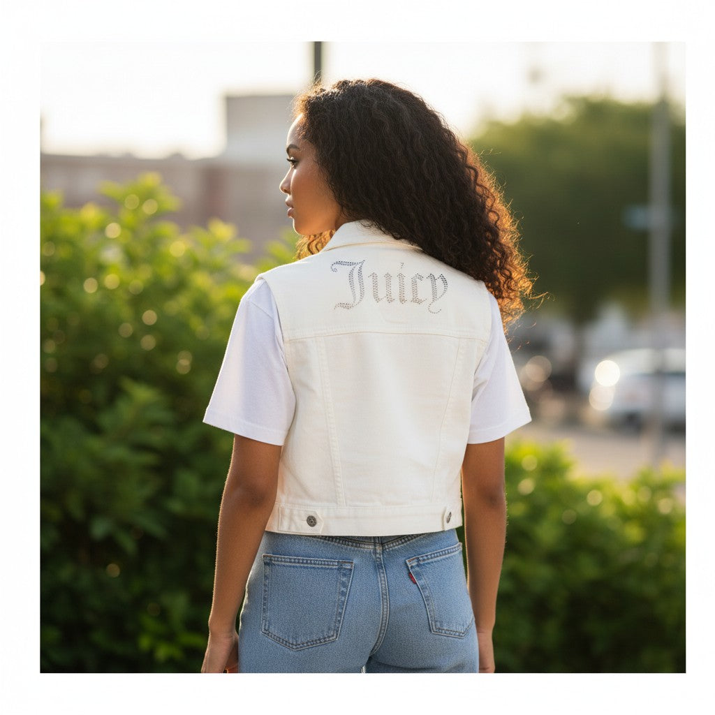 White Denim Sleeveless Jacket - Crop It Like It's Hot!