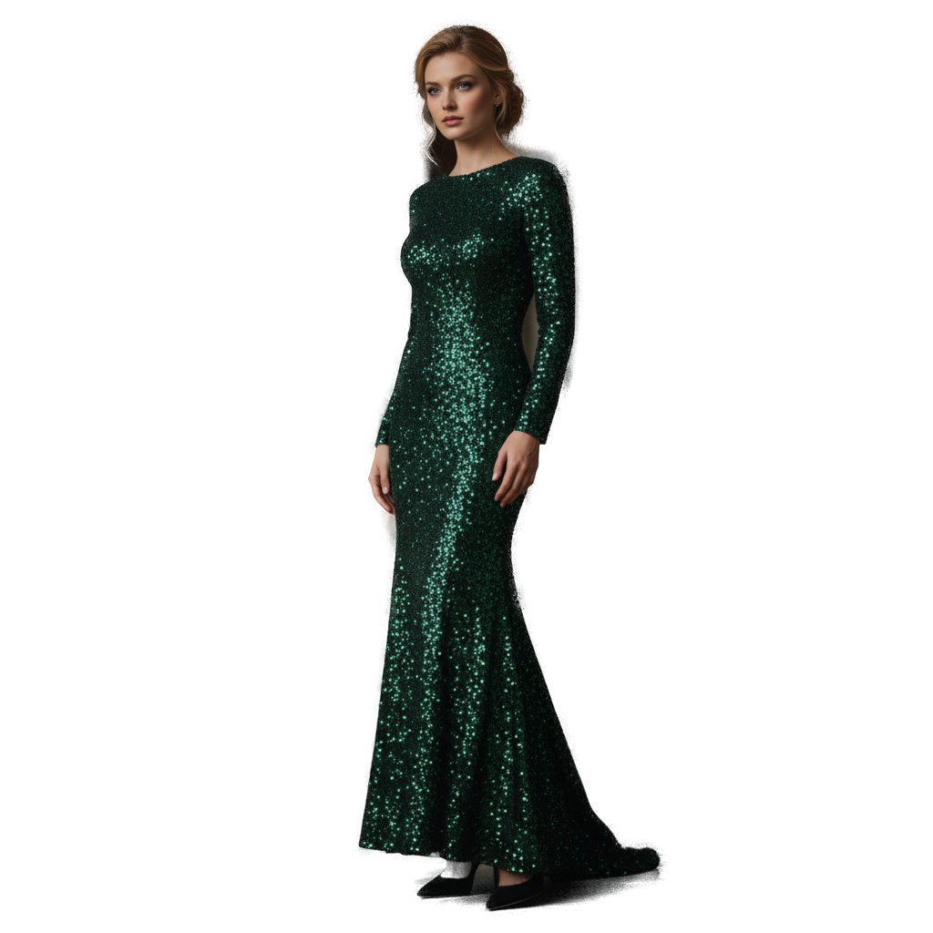 Emerald Sequined Gown for Unforgettable Nights