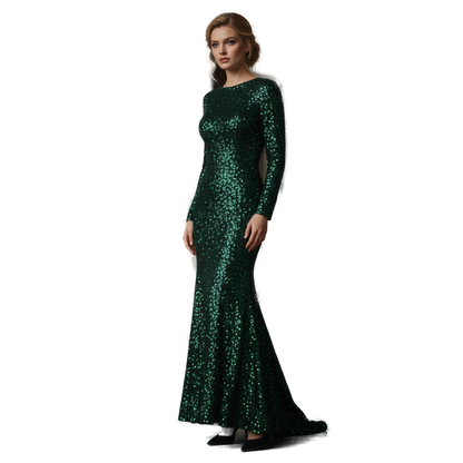 Emerald Sequined Gown for Unforgettable Nights