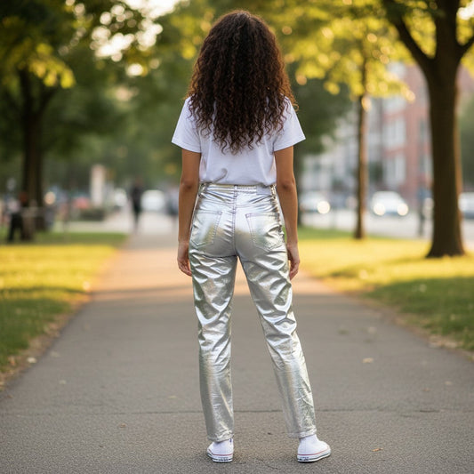 Metallic Faux Leather Pants - Space Age Chic!