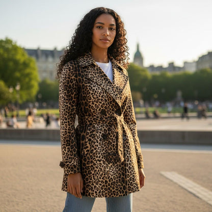 International Concept Wild Leopard Print Women's Trench Coat - Roar Your Style