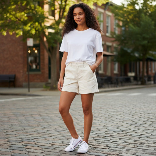Creamy Dreamy Women's Casual Shorts - Double Button Delight
