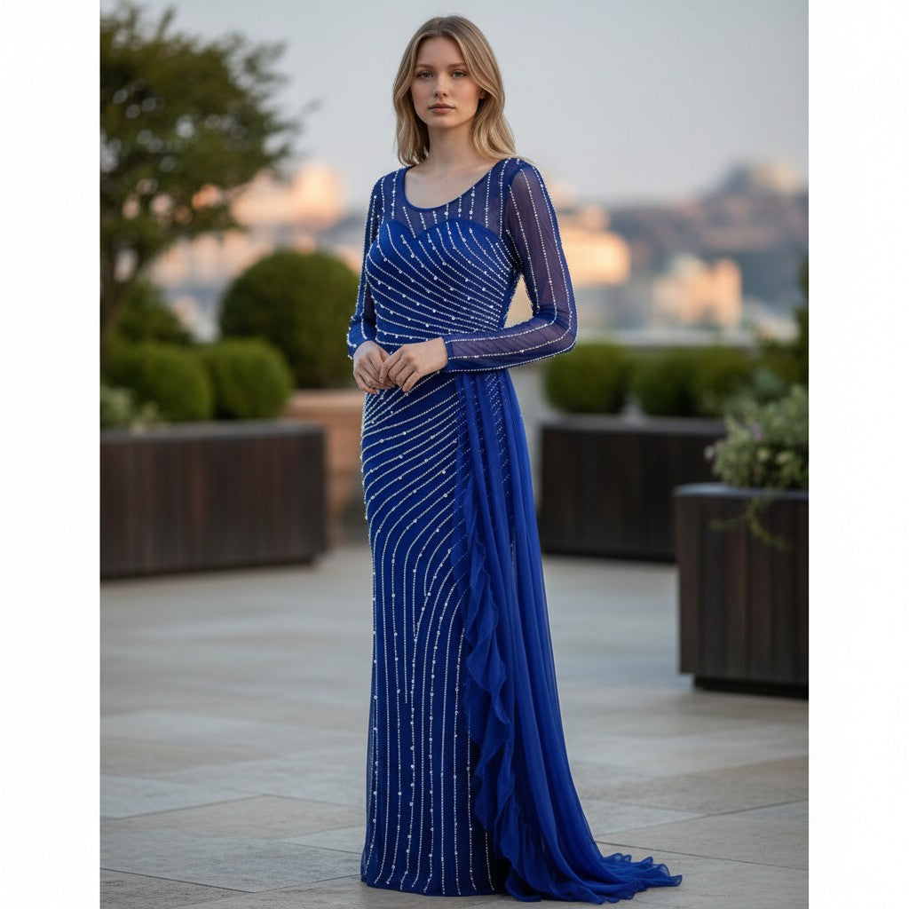 Sequined Party Dress - Royal Blue Brilliance