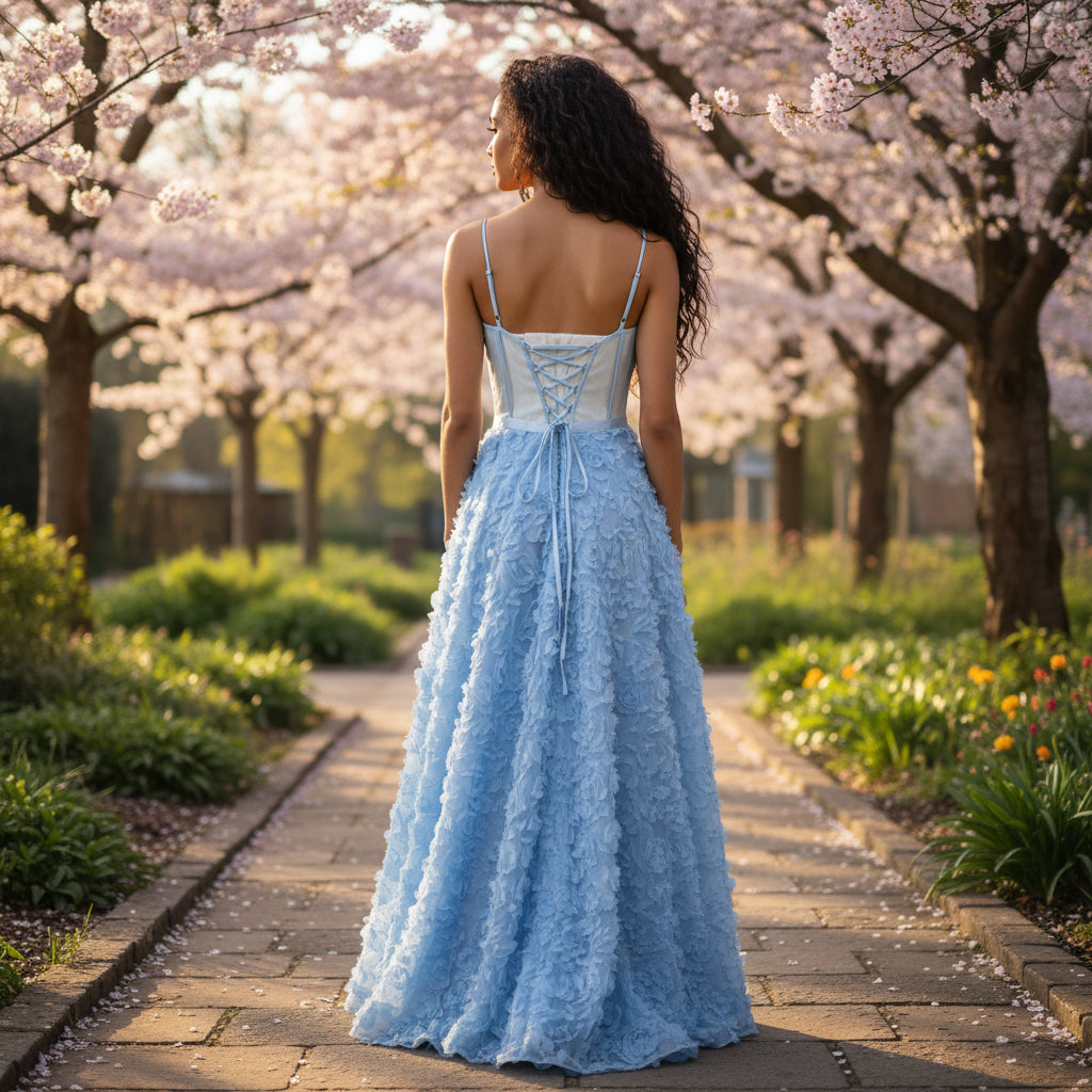 Whimsical Blue Petal Gown – Your Fairy Tale Awaits!
