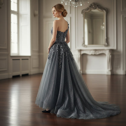 Midnight Black One-Shoulder Gown for Gala Nights