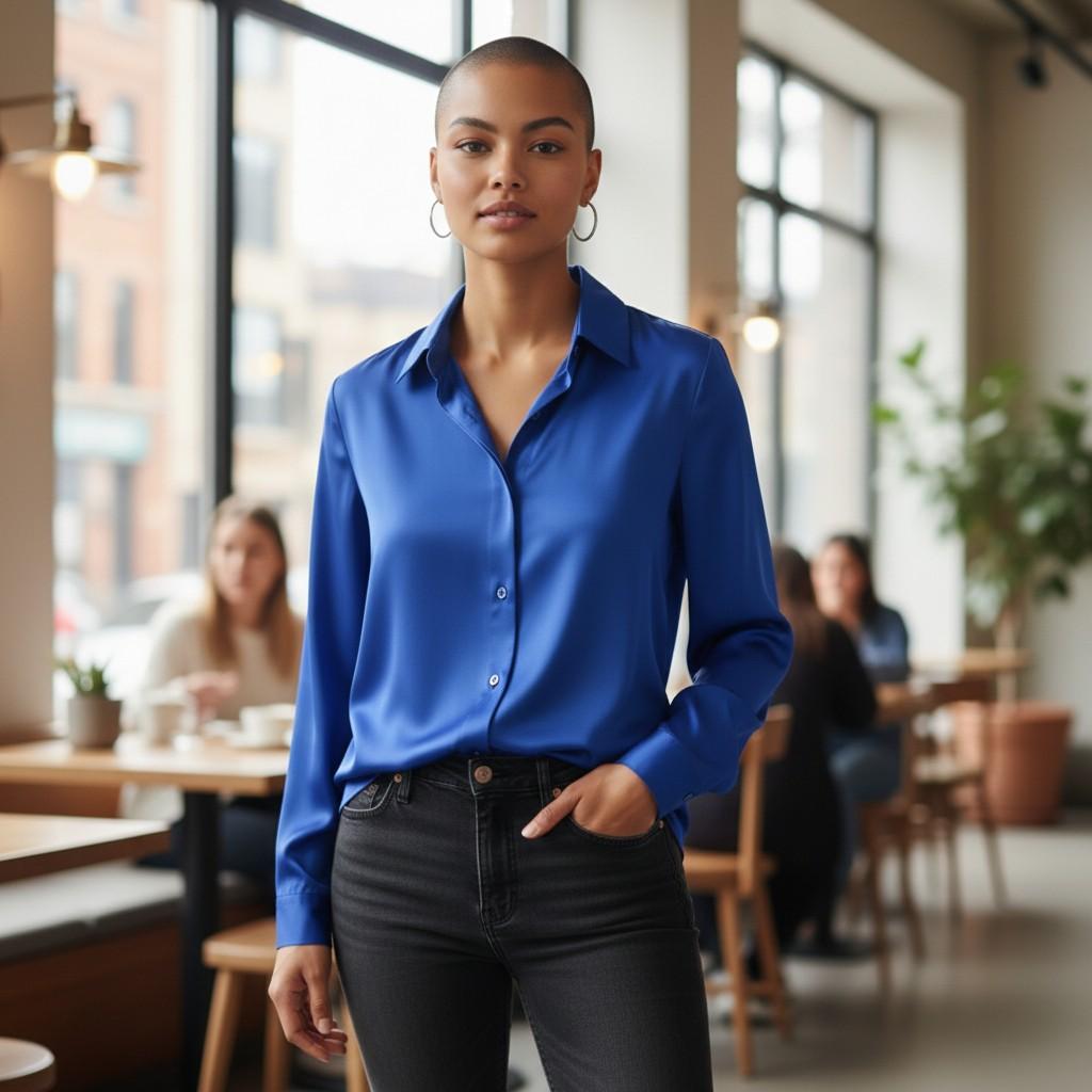 Sleek Satin Button-Up Blouse - Your New Office Crush in
