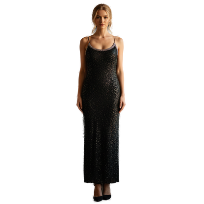 Dazzling Black Sequin Gown for Show-Stopping Nights