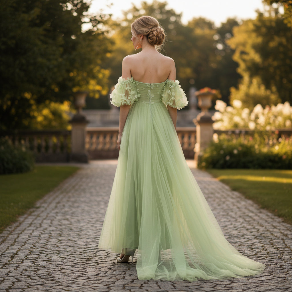 Lime Sorbet Tulle Gown: Bold Spring Evening Glam