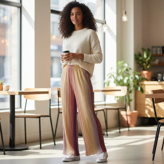 Groovy Rainbow Pleated Palazzo Pants - Your New Favorite Comfort Zone