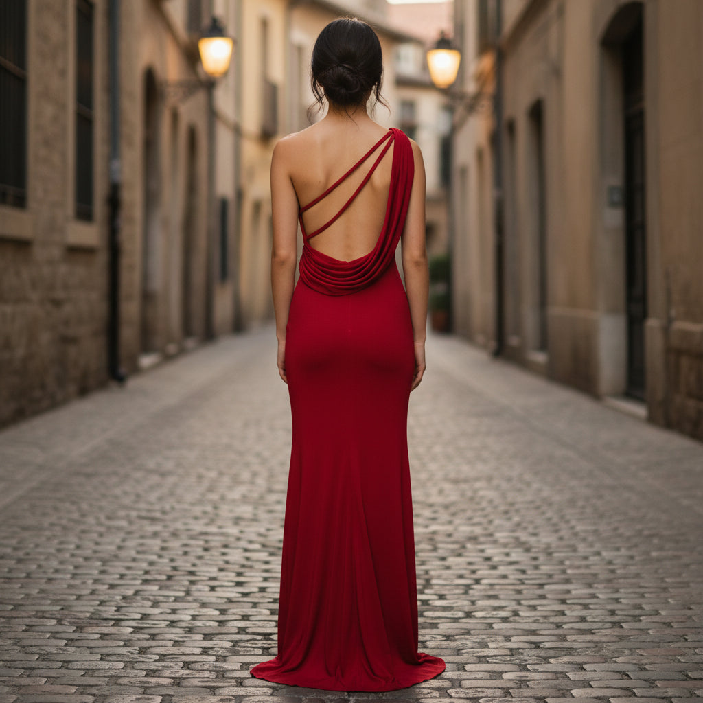 Dramatic Scarlet Backless Gown: Unleash Your Inner Diva
