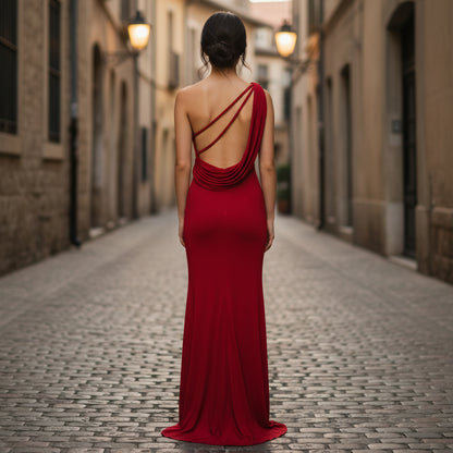 Dramatic Scarlet Backless Gown: Unleash Your Inner Diva