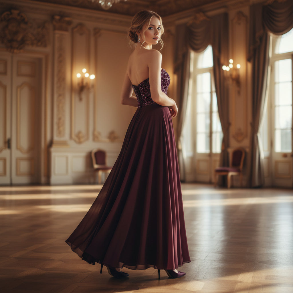 Show-Stopping Plum Sequin Gown: Unleash Your Inner Diva