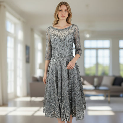 Show-Stopping Silver Sequin Symphony Dress for Gala Nights