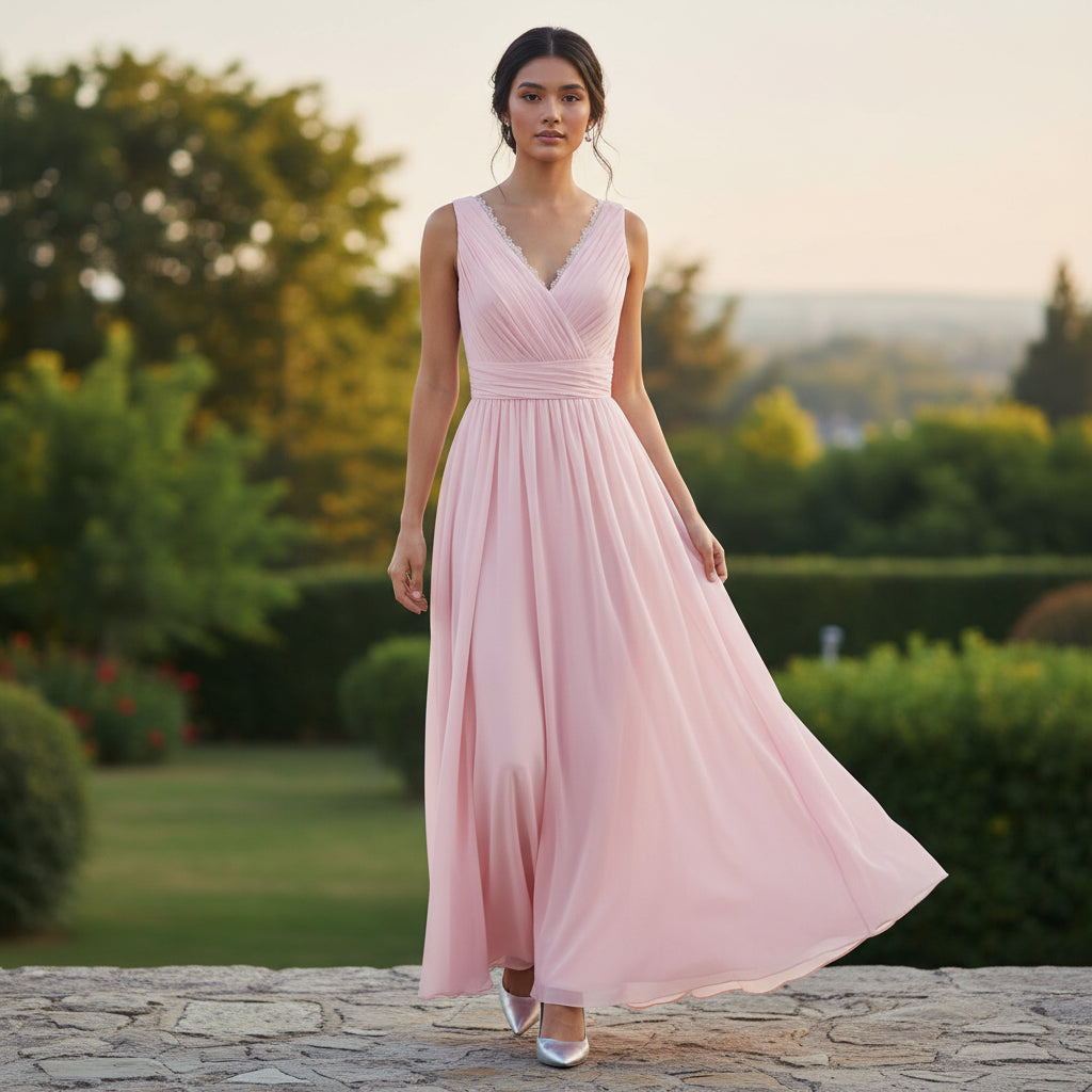 Dreamy Pink Chiffon Gown: Vibrant Allure for Every Occasion
