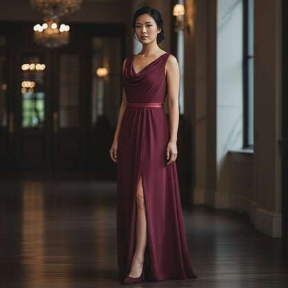 Show-Stopping Maroon Maxi with Dramatic Lattice Back