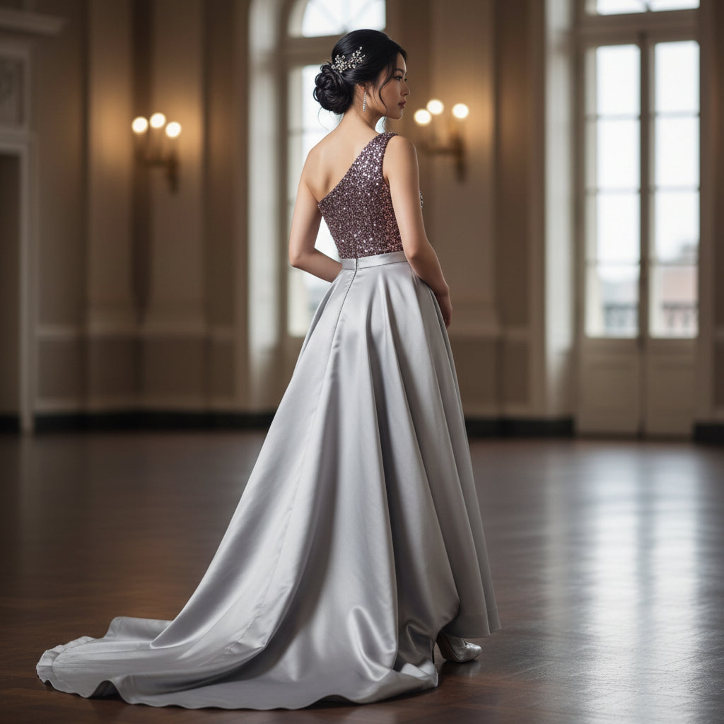 Dazzling One-Shoulder Sequined Gown for Show-Stopper Moments