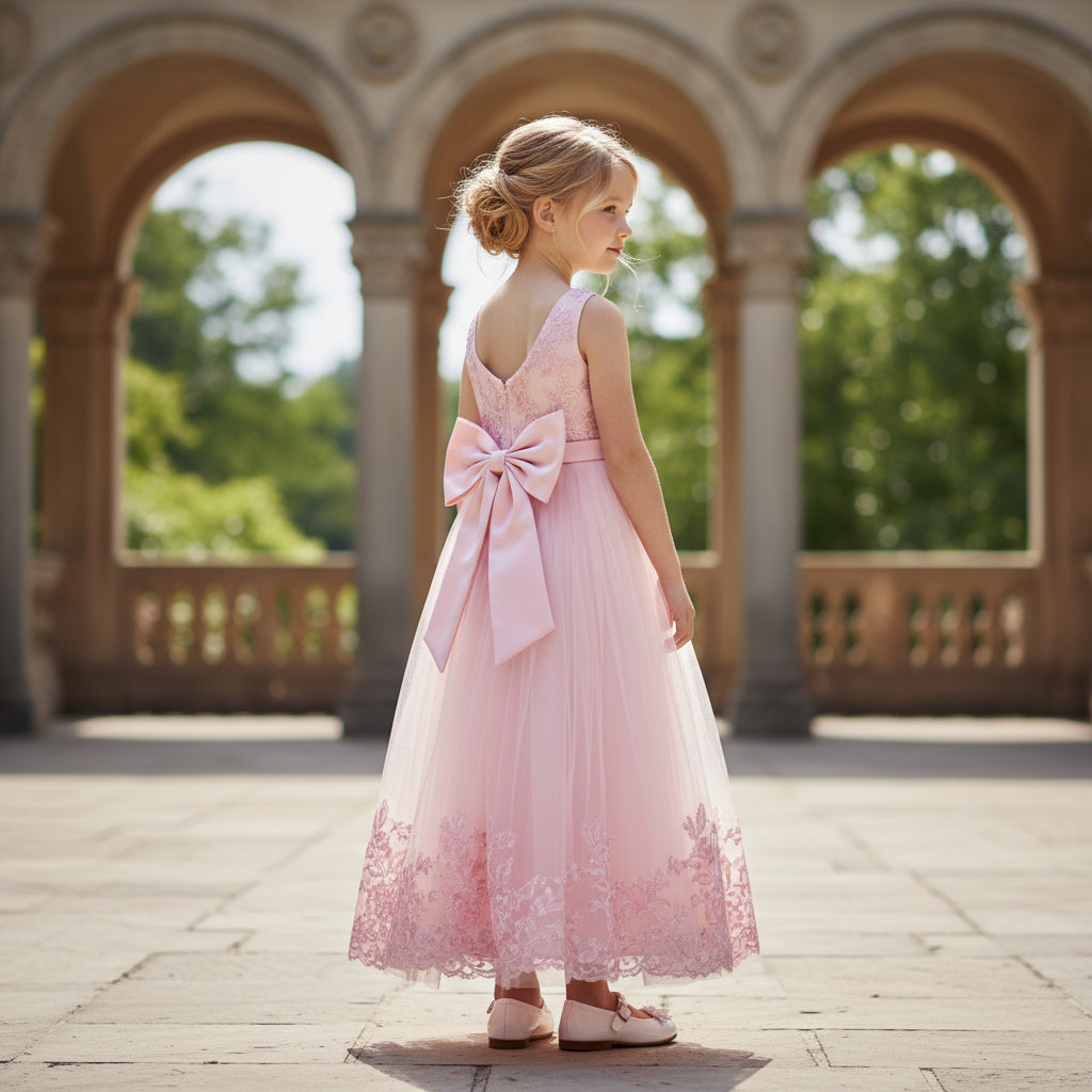 Dazzling Pink Tulle Dress with Bold Bow for Enchanting Affairs