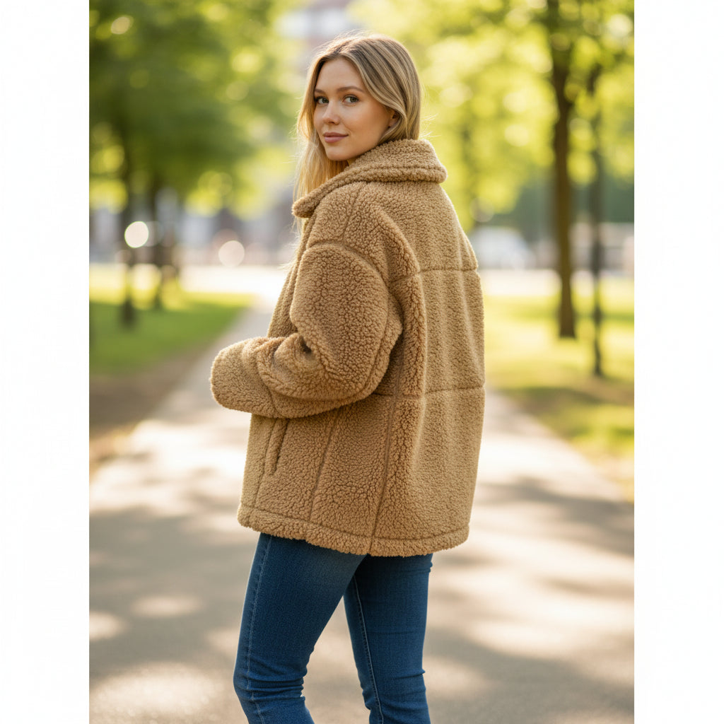 Fierce Cognac Reversible Shearling Jacket: Cozy Command for Every Adventure