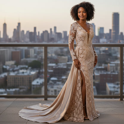 Glimmering Gold Goddess Gown - Shine On and Stand Out!