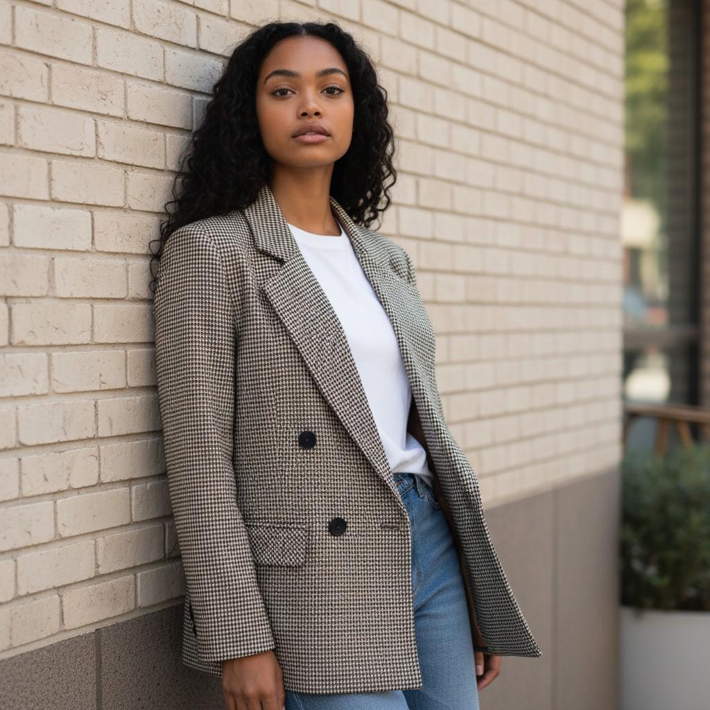 Vintage Chic Houndstooth Women's Blazer