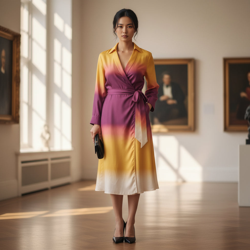 Sunset Satin Wrap Dress – Unleash Your Bold Spirit
