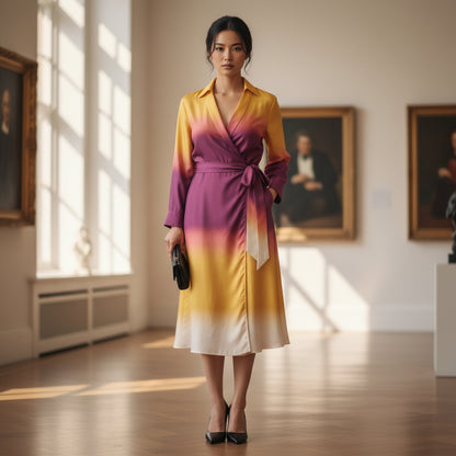 Sunset Satin Wrap Dress – Unleash Your Bold Spirit