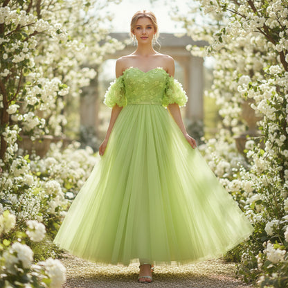 Lime Sorbet Tulle Gown: Bold Spring Evening Glam