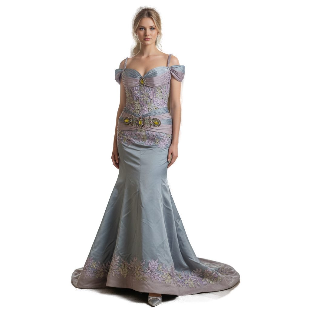 Bold Pastel Dream Off-Shoulder Gown for Unforgettable Evenings