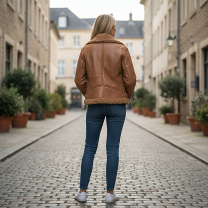 Fierce Cognac Reversible Shearling Jacket: Cozy Command for Every Adventure