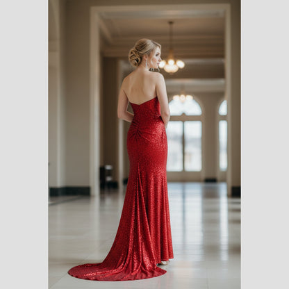Dazzling Crimson Corset Gown: Unleash Your Fierce Glamour