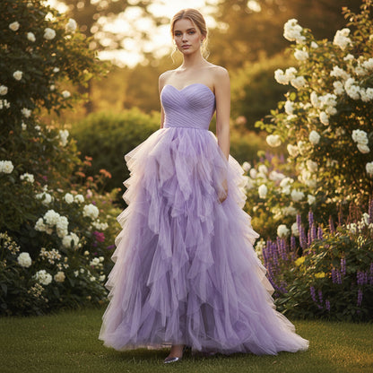 Dazzling Lavender Tulle Gown: Purple Power for Bold Entrances